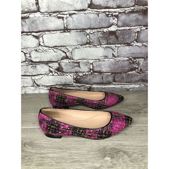 J. Crew K2904 Pink Fresh Berry Tweed Pointed Toe Flats Women’s Sz 7M US/38EU - Picture 3 of 16